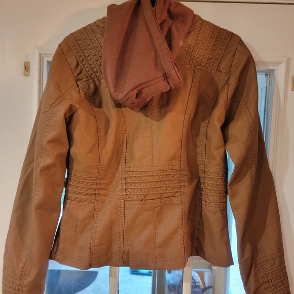 Caramel Faux Leather Jacket, size Medium - Picture 2 of 3